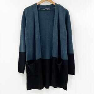 Love‎ Ellie Women's Blue Black Colorblock Open Cardigan Sweater Top Size S